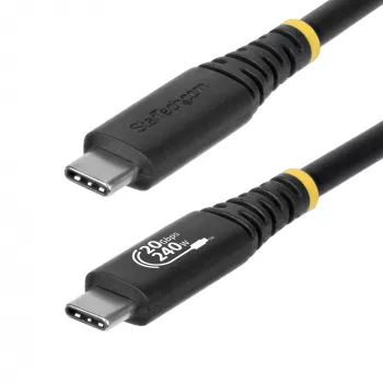 StarTech.com 2m (6ft) USB4 Cable, 20Gbps, USB-IF Certified USB-C Cable, 240W PD EPR, 4K 120Hz DP 1.4, TPE Jacket, Black USB-C Cord