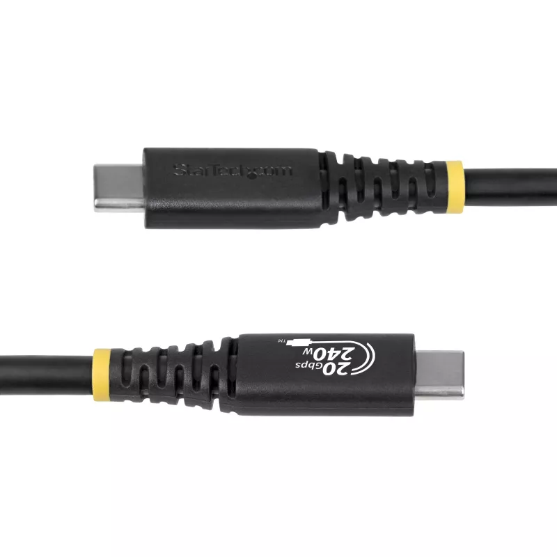 StarTech.com 2m (6ft) USB4 Cable, 20Gbps, USB-IF Certified USB-C Cable, 240W PD EPR, 4K 120Hz DP 1.4, TPE Jacket, Black USB-C Cord