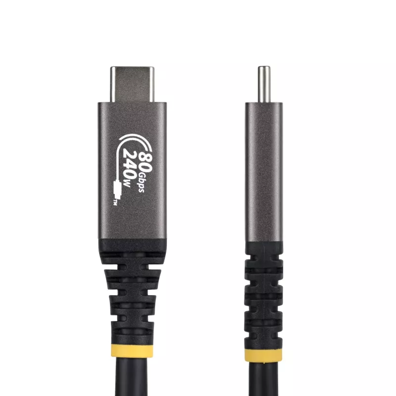StarTech.com 50cm (1.6ft) USB4 Cable, 80Gbps, USB-IF Certified USB-C Cable, 240W PD, 8K 120Hz/4K 240Hz DP2.1 DP80, TPE Jacket, Thunderbolt 4 Compatible - Black USB-C Cord