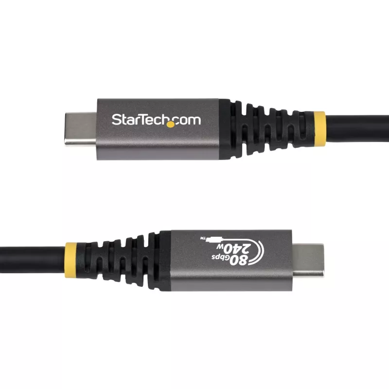 StarTech.com 1m (3ft) USB4 Cable, 80Gbps, USB-IF Certified USB-C Cable, 240W PD, 8K 120Hz/4K 240Hz DP2.1 DP80, TPE Jacket, Thunderbolt 4 Compatible - Black USB-C Cord