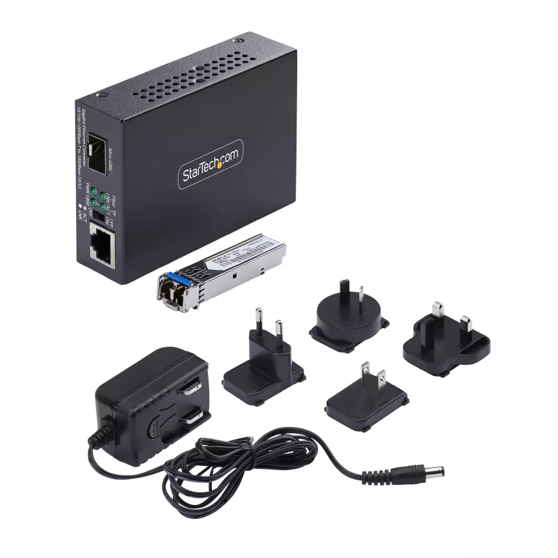 StarTech.com Gigabit Ethernet Copper-to-Fiber Media Converter, SM LC, 40km, 10/100/1000 Mbps, RJ45 to LC, Full Metal, 9K Jumbo Frames, TAA Compliant