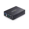 StarTech.com Gigabit Ethernet Copper-to-Fiber Media Converter, SM LC, 40km, 10/100/1000 Mbps, RJ45 to LC, Full Metal, 9K Jumbo Frames, TAA Compliant