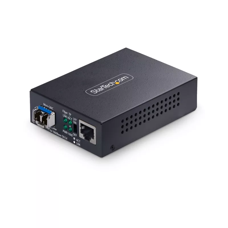 StarTech.com Gigabit Ethernet Copper-to-Fiber Media Converter, SM LC, 40km, 10/100/1000 Mbps, RJ45 to LC, Full Metal, 9K Jumbo Frames, TAA Compliant