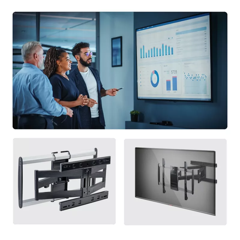 StarTech.com Ultra-Slim Articulating TV Wall Mount for up to 65-inch and 99lb/45kg Flat Screens, VESA 600x400, TAA-Compliant Low-Profile Bracket