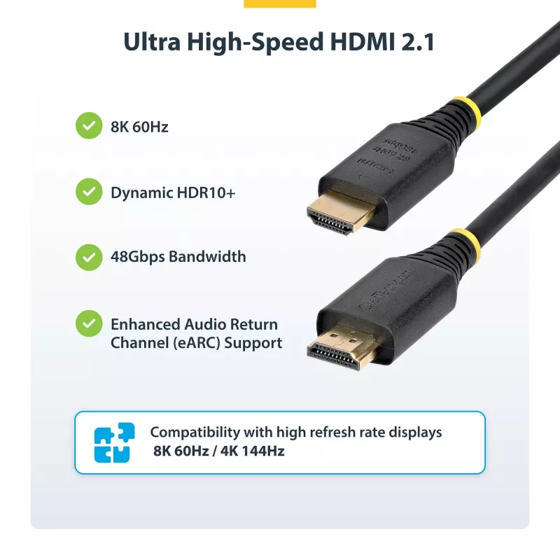 StarTech.com HDMI21-CBL-8K60-50CM HDMI cable 0.5 m HDMI Type A (Standard) Black