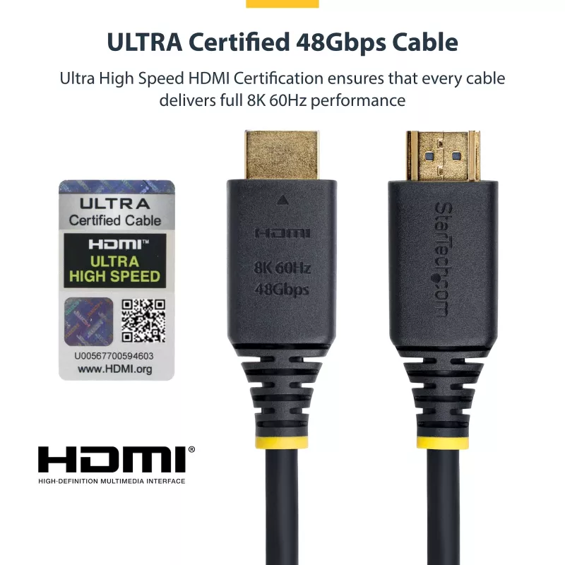 StarTech.com HDMI21-CBL-8K60-50CM HDMI cable 0.5 m HDMI Type A (Standard) Black