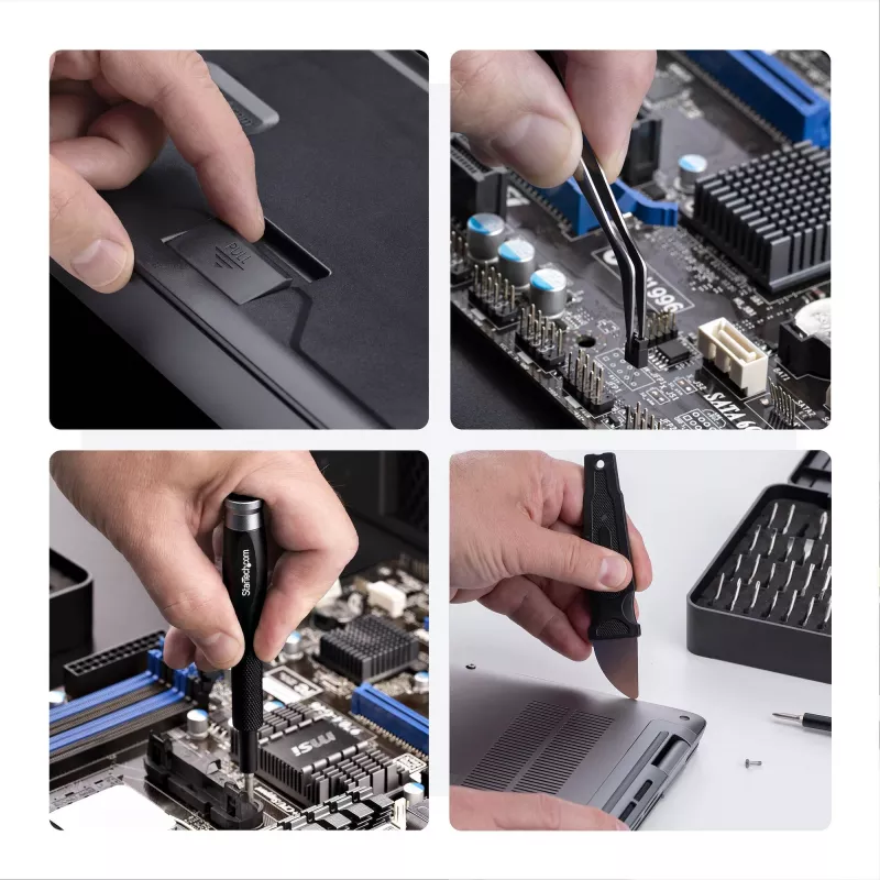 StarTech.com 40-Piece Computer Repair Toolkit for Laptop/PC/Electronics/Phone, 30-Bit Precision Screwdriver Set, Removable Lid with Magnetic Pad, Prying Tools