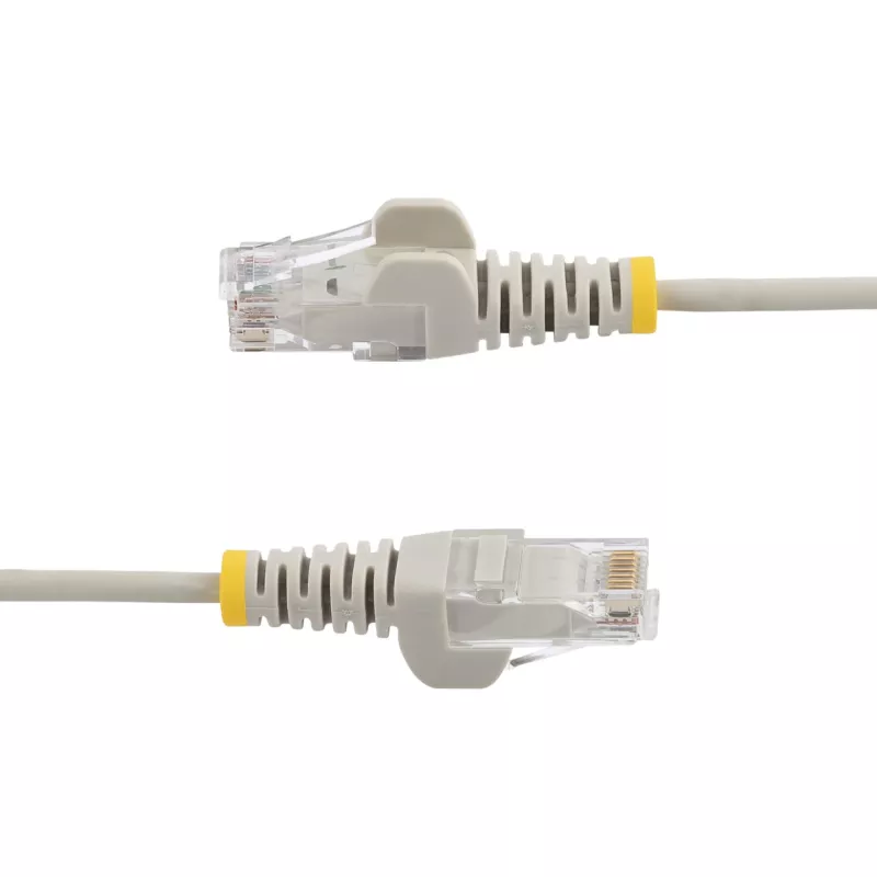 StarTech.com 25cm Gray Slim CAT6 Ethernet Cable, Snagless, 100W PoE, UTP, LSZH, 28AWG Pure Bare Copper Wire, Slim RJ45 Network Patch Cord w/Strain Reliefs, Individually Tested