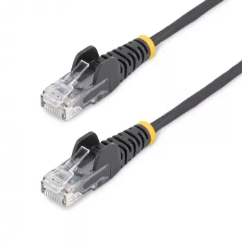 StarTech.com 25cm Black Slim CAT6 Ethernet Cable, Snagless, 100W PoE, UTP, LSZH, 28AWG Pure Bare Copper Wire, Slim RJ45 Network Patch Cord w/Strain Reliefs, Individually Tested