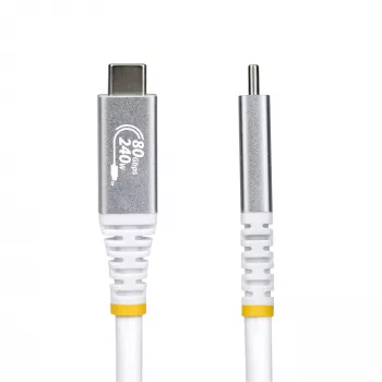 StarTech.com 50cm (1.6ft) USB4 Cable, 80Gbps, USB-IF Certified USB-C Cable, 240W PD, 8K 120Hz/4K 240Hz DP2.1 DP80, TPE Jacket, Thunderbolt 4 Compatible - White USB-C Cord