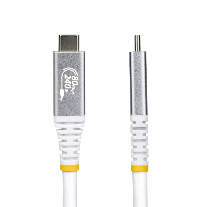 StarTech.com 50cm (1.6ft) USB4 Cable, 80Gbps, USB-IF Certified USB-C Cable, 240W PD, 8K 120Hz/4K 240Hz DP2.1 DP80, TPE Jacket, Thunderbolt 4 Compatible - White USB-C Cord