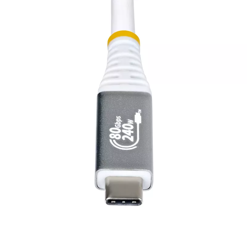 StarTech.com 50cm (1.6ft) USB4 Cable, 80Gbps, USB-IF Certified USB-C Cable, 240W PD, 8K 120Hz/4K 240Hz DP2.1 DP80, TPE Jacket, Thunderbolt 4 Compatible - White USB-C Cord