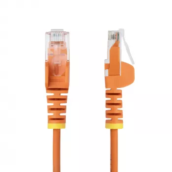 StarTech.com 25cm Orange Slim CAT6 Ethernet Cable, Snagless, 100W PoE, UTP, LSZH, 28AWG Pure Bare Copper Wire, Slim RJ45 Network Patch Cord w/Strain Reliefs, Individually Tested