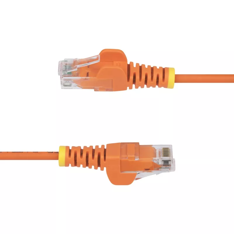 StarTech.com 25cm Orange Slim CAT6 Ethernet Cable, Snagless, 100W PoE, UTP, LSZH, 28AWG Pure Bare Copper Wire, Slim RJ45 Network Patch Cord w/Strain Reliefs, Individually Tested