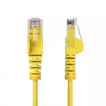StarTech.com 25cm Yellow Slim CAT6 Ethernet Cable, Snagless, 100W PoE, UTP, LSZH, 28AWG Pure Bare Copper Wire, Slim RJ45 Network Patch Cord w/Strain Reliefs, Individually Tested