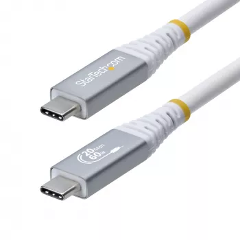 StarTech.com 3m (10ft) USB4 Cable, 20Gbps, USB-IF Certified USB-C Cable, 60W PD, 4K 120Hz DP 1.4, TPE Jacket, White USB-C Cord