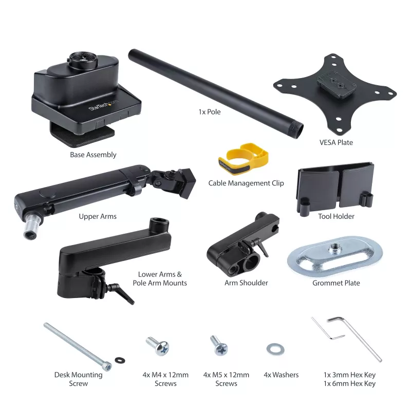 StarTech.com Desk Mount Monitor Arm, Up to 40-inch Screen/17.6lb (8kg), Mechanical Spring-Assisted Arm, C-Clamp/Grommet, Top-Down Installation, Toolless Adjustment