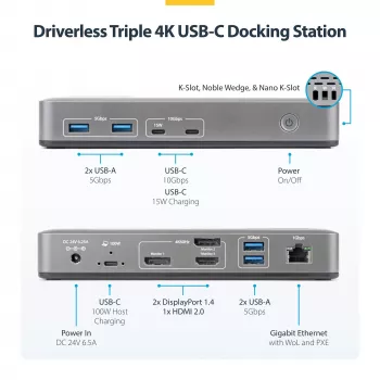StarTech.com 199UE-USBC-DOCK laptop dock/port replicator Wired USB 3.2 Gen 2 (3.1 Gen 2) Type-C Grey