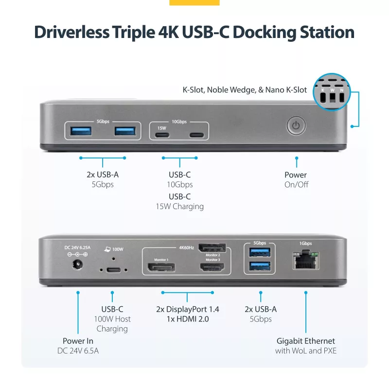 StarTech.com 199UE-USBC-DOCK laptop dock/port replicator Wired USB 3.2 Gen 2 (3.1 Gen 2) Type-C Grey