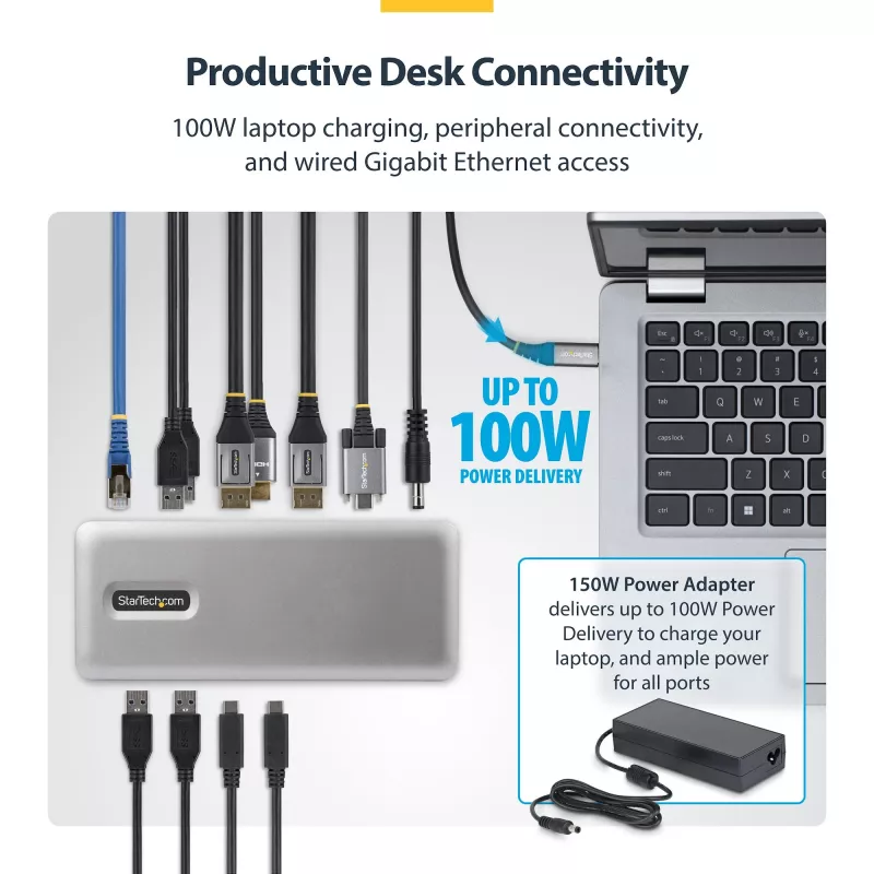 StarTech.com 199UE-USBC-DOCK laptop dock/port replicator Wired USB 3.2 Gen 2 (3.1 Gen 2) Type-C Grey