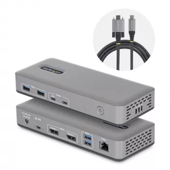 StarTech.com Dual-Monitor USB-C Docking Station, DisplayPort, 4K 60Hz, 100W Laptop Charging, 1GbE, Driverless, Multi-Monitor Dock For Windows