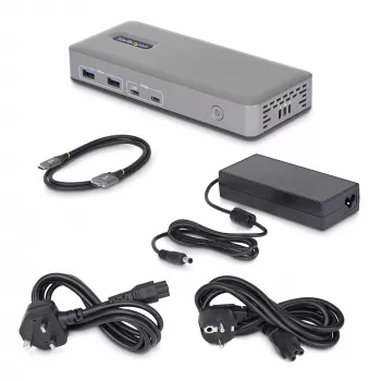 StarTech.com Dual-Monitor USB-C Docking Station, DisplayPort, 4K 60Hz, 100W Laptop Charging, 1GbE, Driverless, Multi-Monitor Dock For Windows