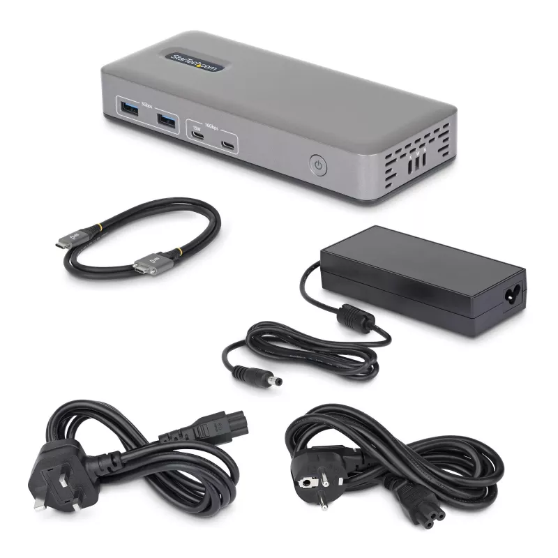 StarTech.com Dual-Monitor USB-C Docking Station, DisplayPort, 4K 60Hz, 100W Laptop Charging, 1GbE, Driverless, Multi-Monitor Dock For Windows