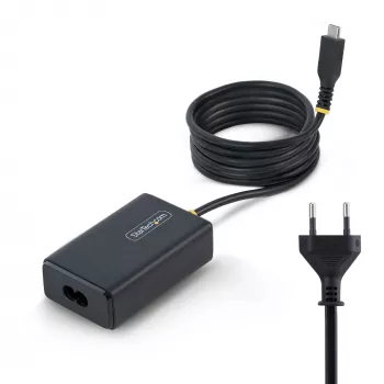 StarTech.com 65W USB-C Laptop Charger, 1.5m Tethered USB-C Cable, Power Adapter Brick for Dell, XPS, HP ProBook, MacBook Pro, Microsoft Surface Pro