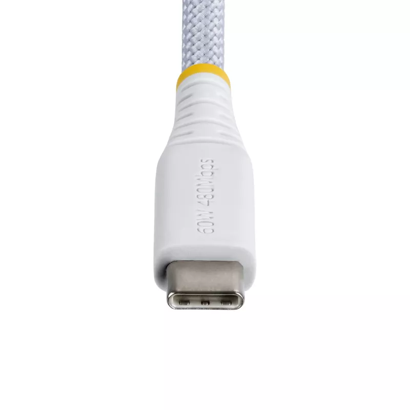StarTech.com 1m (3ft) White USB-C Charging Cable, 60W (3A) PD, Dual-Layer Braided Nylon/TPE Jacket, Rugged USB C Charging Cord, USB 2.0 Laptop Charger Cable