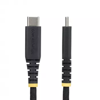 StarTech.com 2m (6ft) USB-C Charging Cable, 60W (3A) PD, Dual-Layer Braided Nylon/TPE Jacket, Rugged USB C Charging Cord, USB 2.0 Laptop Charger Cable