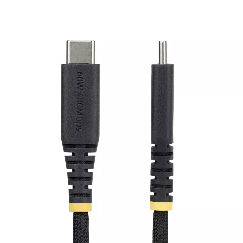 StarTech.com 3m (10ft) USB-C Charging Cable, 60W (3A) PD, Dual-Layer Braided Nylon/TPE Jacket, Rugged USB C Charging Cord, USB 2.0 Laptop Charger Cable