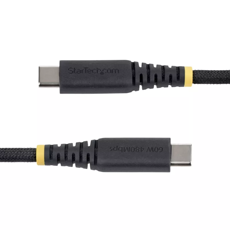 StarTech.com 3m (10ft) USB-C Charging Cable, 60W (3A) PD, Dual-Layer Braided Nylon/TPE Jacket, Rugged USB C Charging Cord, USB 2.0 Laptop Charger Cable