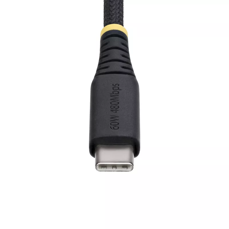 StarTech.com 30cm (1ft) USB-C Charging Cable, 60W (3A) PD, Dual-Layer Braided Nylon/TPE Jacket, Rugged USB C Charging Cord, USB 2.0 Laptop Charger Cable