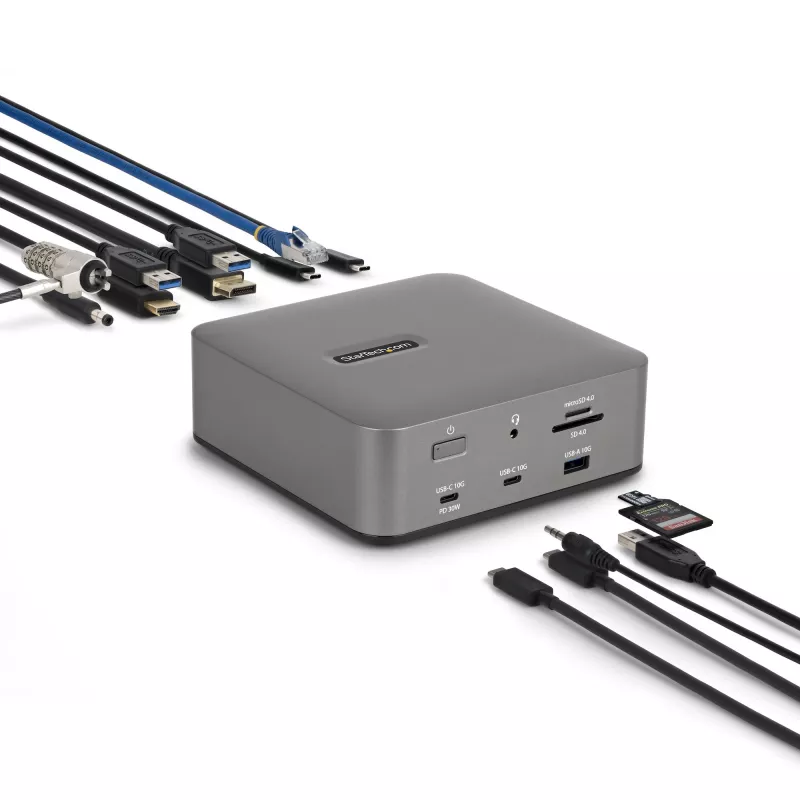 StarTech.com Thunderbolt 5 Docking Station, DP / HDMI, Triple Monitor Dock up to 4K 144Hz or Dual 8K 60Hz, 5x USB Ports, 140W Laptop Charging