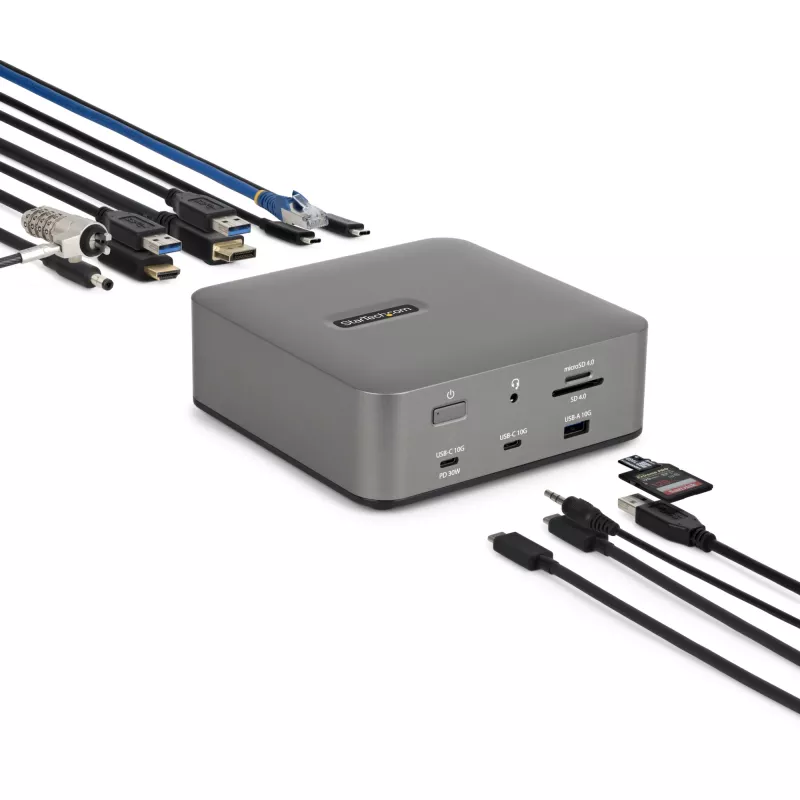 StarTech.com Thunderbolt 5 Docking Station, DP / HDMI, Triple Monitor Dock up to 4K 144Hz or Dual 8K 60Hz, 5x USB Ports, 140W Laptop Charging