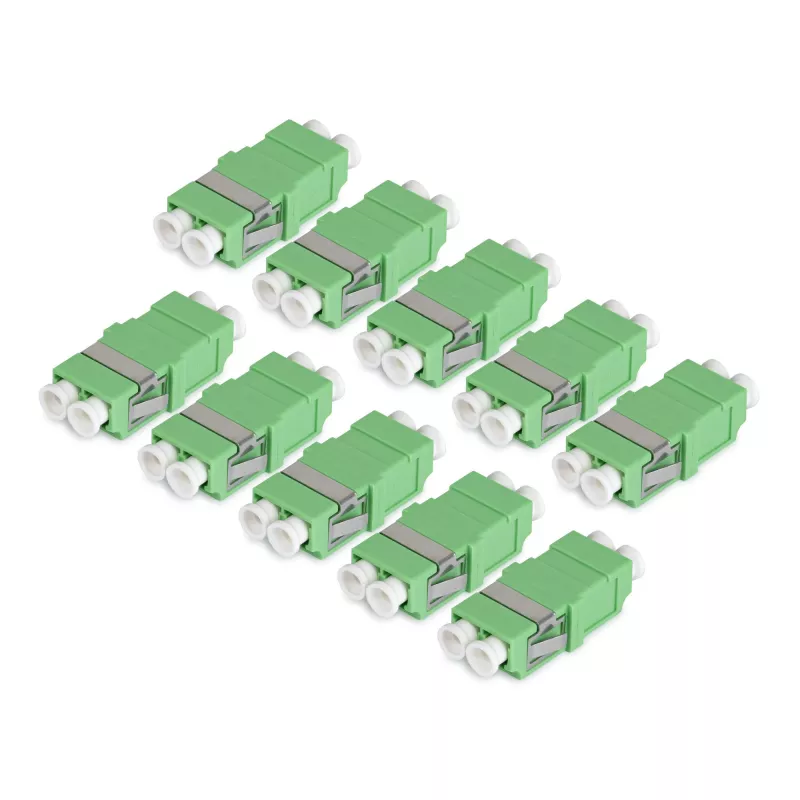 StarTech.com LC to LC Coupler 10 Pack, OS2 Single Mode SC Footprint LC Fiber Optic Coupler without Flange, LC/APC Duplex Adapter