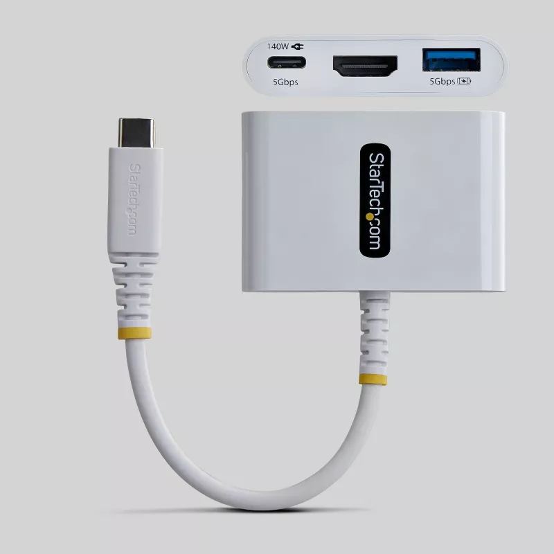 StarTech.com USB-C to HDMI Multiport Adapter with 140W PD Charging, 4K 60Hz HDMI, USB 5Gbps Hub, Mini Dock For MacBook / Dell / Thinkpad / HP / iPad / Tablets