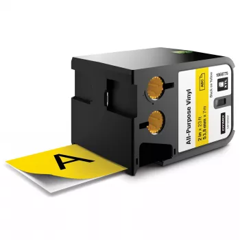 DYMO XTL All-Purpose Vinyl Labels | 54 mm x 7 m | Black on Yellow