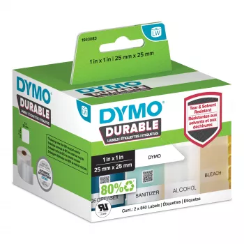 DYMO Original LabelWriter Durable Labels | 25mm x 25mm | White Poly | 2 Rolls of 850 (1,700 Self-Adhesive Labels) | High-Performance | For LabelWriter Label Makers