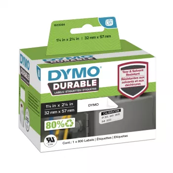 DYMO Original LabelWriter Durable Labels | 57mm x 32mm | White Poly | 800 Self-Adhesive Labels | High-Performance | For LabelWriter Label Makers