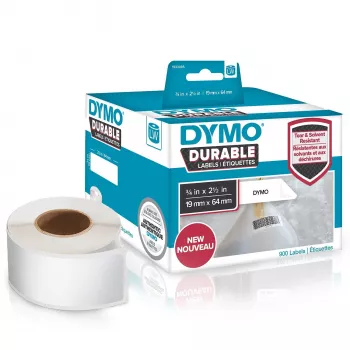 DYMO LW Durable Labels - 19 x 64 mm - 1933085, White, Self-adhesive printer label, Polypropylene (PP), Permanent, Rectangle, -18 - 50 °C