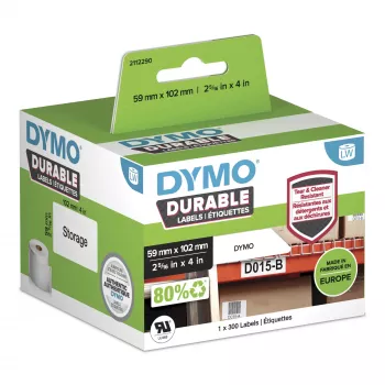 DYMO Original LabelWriter Durable Labels | 59mm x 102mm | White Poly | 300 Self-Adhesive Labels | High-Performance | For LabelWriter Label Makers