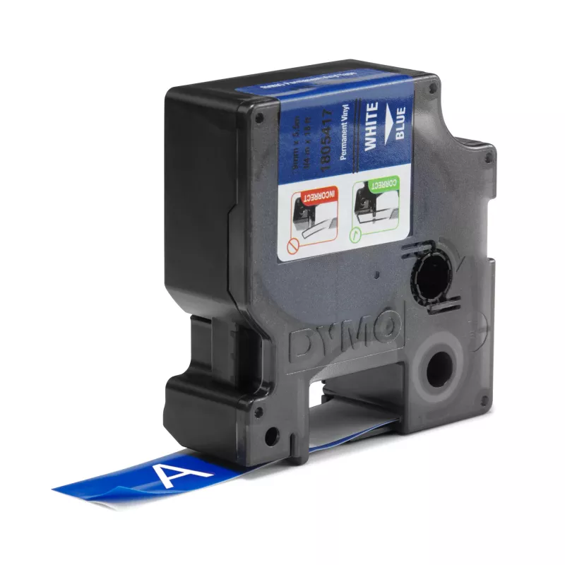 DYMO Rhino Industrial Vinyl Labels | 19 mm x 5.5 m | White Print on Blue | Self-Adhesive | for LabelManager & Rhino Label Makers