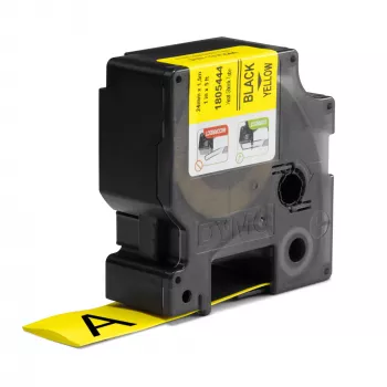 DYMO Rhino Industrial Heat-Shrink Cable Label Tubes | 24 mm x 1.5 m | Black Print on Yellow | for Rhino Label Makers