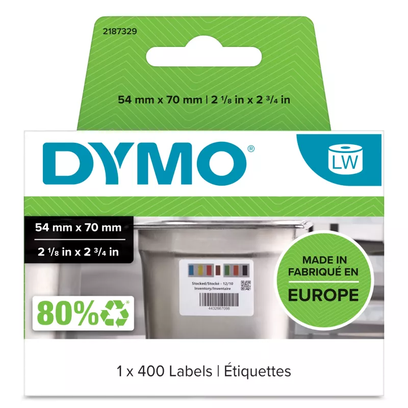 DYMO Authentic LabelWriter Stock Rotation Labels for Food Industry | 54mm x 70mm | 400 Colour-Coded Self-Adhesive Labels | For LabelWriter Label Makers