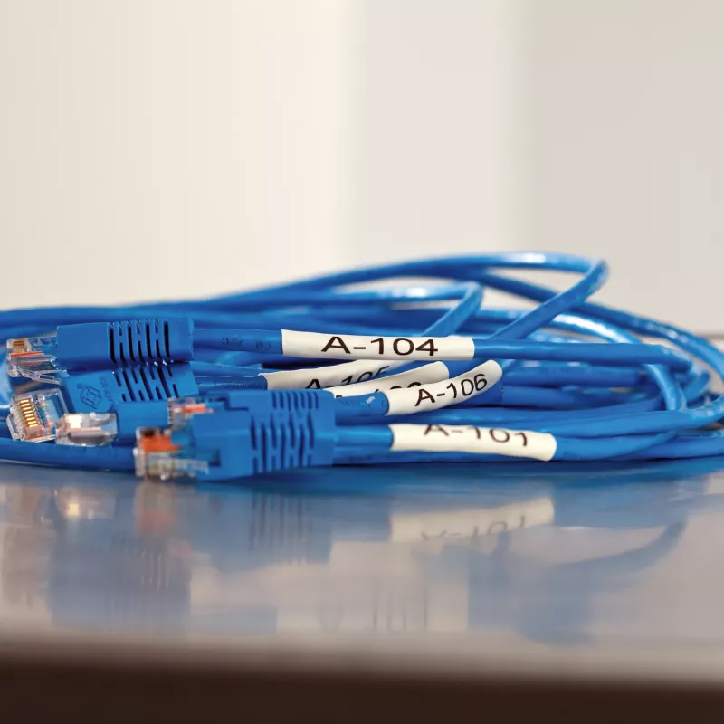 DYMO Rhino Industrial Heat-Shrink Cable Label Tubes | 12mm x 1.5m | Black Print on White | for Rhino Label Makers