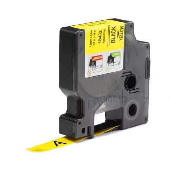 DYMO Rhino Industrial Vinyl Labels | 12 mm x 5.5 m | Black Print on Yellow | Self-Adhesive | for Rhino & LabelManager Label Makers