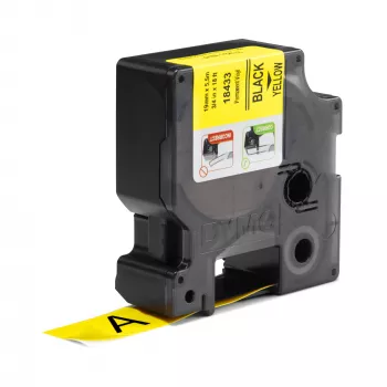 DYMO Rhino Industrial Vinyl Labels | 19 mm x 5.5 m | Black Print on Yellow | Self-Adhesive | for Rhino & LabelManager Label Makers