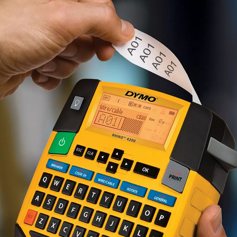 DYMO Rhino Industrial Flexible Nylon Labels | 19 mm x 3.5 m | Black Print on White | Self-Adhesive | for Rhino & LabelManager Label Makers