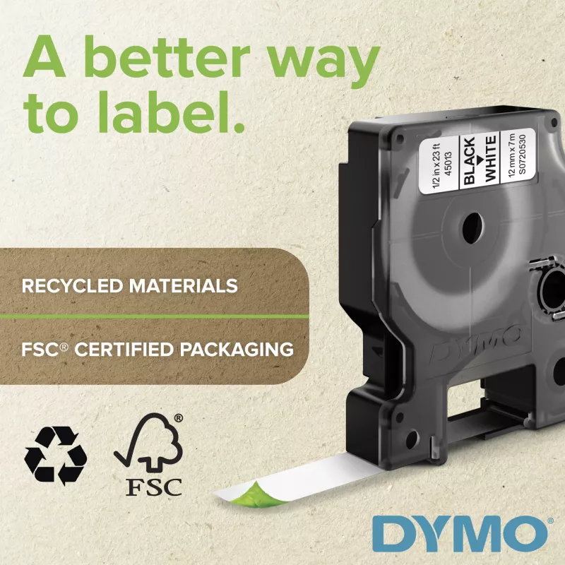 DYMO Rhino Industrial Permanent Polyester Labels | 9 mm x 5.5 m | Black Print on Clear | Self-Adhesive | for LabelManager & Rhino Label Makers